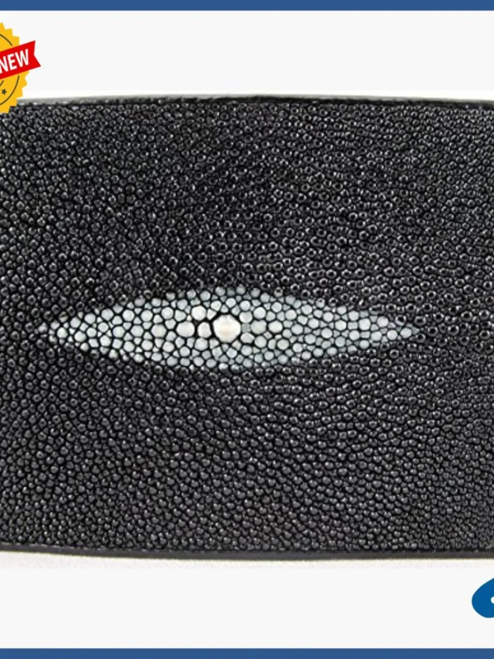 Genuine Stingray Skin Leather Bifold Wallet with 10 Card Slots